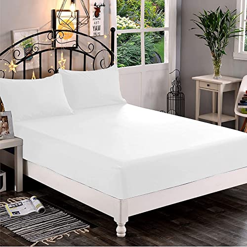 Premium Hotel Quality 1-Piece Fitted Sheet, Luxury & Softest 1500 Premier Hotel Quality Bedding Fitted Sheet Deep Pocket up to 16inch, Wrinkle and Fade Resistant, Queen, White Elegant Comfort