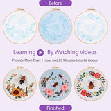 Uniartfy 3 Pack Bee Flower Embroidery Kits for Beginners, Cross Stitch Kit for Adults, DIY Needlepoint with Embroidery Hoop, Tools, Easy to Learn Video & Instructions, Hand Embroidery Starter Kit