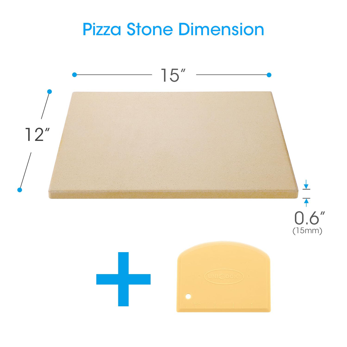 Unicook Pizza Stone, Heavy Duty Cordierite Pizza Pan for Oven and Grill, Thermal Shock Resistant Baking Stone for Bread, 15 X 12 Inch Rectangular, 6.6 lbs Unicook