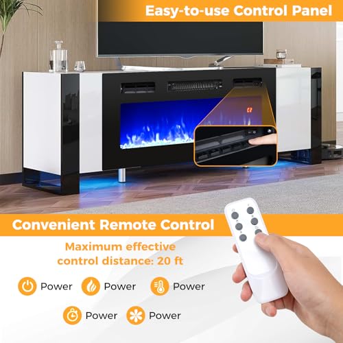 Tangkula 36 Inches Electric Fireplace, 5,000 BTU Fireplace Insert with LED Light Strips, Remote, Crystal Stones & Adjustable Flame Effect, 1-8H Timer, Thermostat & Overheat Protection Tangkula