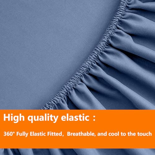 TAIMIT Slate Blue Twin Size Comforter Set - 5 Pieces, Bed in a Bag Bedding Sets with All Season Soft Quilted Warm Fluffy Reversible Comforter,Flat Sheet,Fitted Sheet,1 Pillow Shams,1 Pillowcases TAIMIT