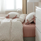 HighBuy Farmhouse Comforter Set Twin XL Botanical Floral Bedding Comforters for Teen Girls with 2 Bowknot Bow Tie Pillowcases Fluffy Soft Coquette Boho Comforter Cozy,Comfy Striped Comforter HighBuy
