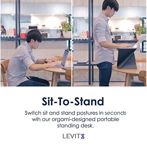 DesignNest Levit8 Portable Standing Desk Work Station Foldable Sit to Stand Laptop Riser, Easy flat to Raised surface Converter, Origami home, office Travel (Medium) DesignNest