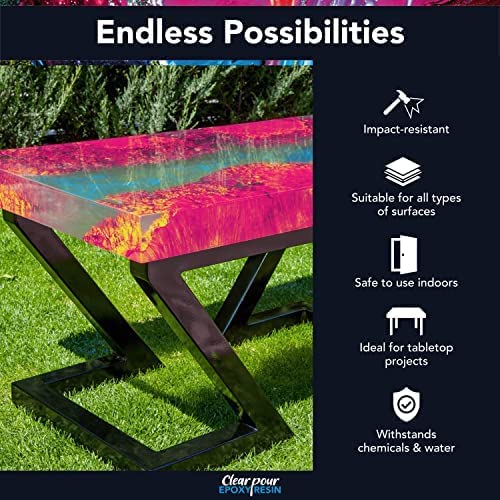 Clear Pour 1 Gallon Epoxy Resin Kit - Premium Clear Epoxy Resin for Countertop, Table Top, Art, Craft, DIY, Tumblers, Wood & Resin Molds (0.5 Gallon x 2) Clear Pour
