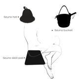 Bestnewie Sauna Bucket with Ladle Handmade Wooden Sauna Bucket Sauna Spa Accessory - 5 Liter (1.3 Gallon) Sauna Bucket with Felt Sauna Hat and Sauna Seat Pad Bestnewie