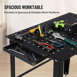 Heavy Duty Welding Table, 36"x24" Metal Workbench with 5/8" Tool Holes & Adjustable Legs, 1500lb Capacity Steel Fabrication Table for Welding, Sawing, Auto Repair Festisoul