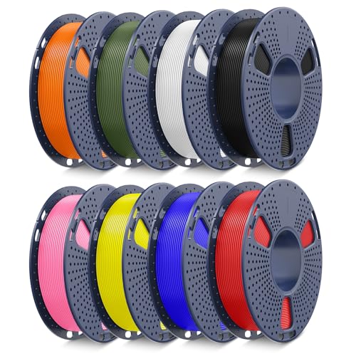 JAYO Rapid PLA 3D Printer Filament Bundle 2KG, High Speed PLA Filament 1.75mm 50mm/s - 600mm/s Print Range, 8 Pack 250g Spool Filament (Black, White, Blue, Red, Pink, Orange, Yellow, Olive Green)