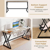 Giantex 5 FT Conference Table for 4-6 People, Modern 48" D x 59" W Large Meeting Table with Z-Shaped Metal Leg, Rectangle Conference Room Table for Office, Boardroom, Grey Oak Giantex