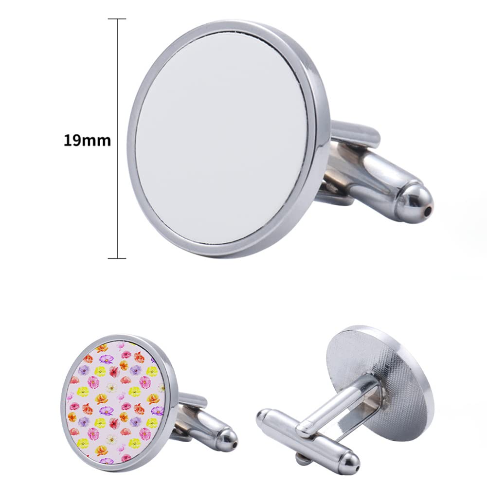 2 Pcs Metal Sublimation Cufflink Blanks Thermal Transfer Cuff Buttons Shirt Cuff Links Men's Wedding Jewelry Accessories Round UUYYEO