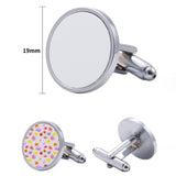2 Pcs Metal Sublimation Cufflink Blanks Thermal Transfer Cuff Buttons Shirt Cuff Links Men's Wedding Jewelry Accessories Round UUYYEO