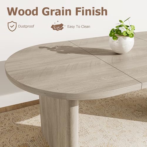 GarveeHome 70.8 Inch Oval Dining Table for 6-8 People, Long Large Kitchen Table with Thick Sturdy Wooden Base, Farmhouse Dining Room Table for Kitchen, Living Room, Office (Gray) GarveeHome