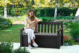 Keter Solana 70 Gallon Storage Bench Deck Box for Patio Furniture, Front Porch Decor and Outdoor Seating – Perfect to Store Garden Tools and Pool Floats, Graphite Keter