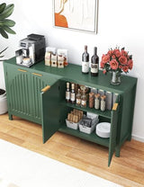 SAHISTCT 58" Modern Fluted Sideboard Buffet Cabinet with Storage, Modern Credenza with Arched Doors, Coffee Bar Table, Wood Media TV Console Table Credenza for Living Room Hallway Entryway (Green) SAHISTCT
