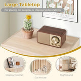Tangkula 2-Tier Luxury Wood Cat House, Wooden Kitten Cage Condo with 2 Washable Plush Cushions, 2 Access Holes, Indoor Pet Playpen Cat Catio End Side Table Nightstand, Ventilated Cat Bed Furniture Tangkula