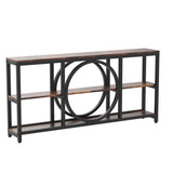 Tribesigns Extra Long Console Table, 70.9 inch Narrow Sofa Tables with 3 Tier Wood Storage Shelves Industrial Metal Frame for Entryway Hallway Living Room Behind Couch, Rustic Brown Black Tribesigns