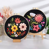 Louise Maelys 3 Sets Flowers Embroidery Kits for Beginners,Cross Stitch Kit for Adults,Crewel Starters Needlepoint with Floral Pattern,Hoop,Threads and Instruction