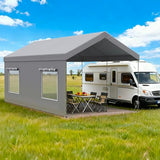 Carport Canopy Replacement Sidewall 20x6.6 FT Fits 10x20, 12x20, 20x20 FT Carport with Roll-up Windows, Waterproof & UV Protected, Easy Assembly with Ball Bungees, Grey (Sidewall Only, 1 Pack) FLOUREE
