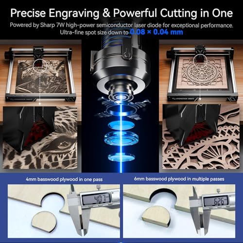 ATOMSTACK Swift 12W Laser Engraver, Swift 12W Laser Cutter, 0.06mm High Accuracy Laser Engraving Machine for Wood and Metal, Dark Acrylic, Glass, Leather ATOMSTACK