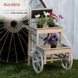 Alpine Corporation 34" Tall Indoor/Outdoor Wooden 2-Tier Plant Display Stand with Chalkboard and Wheels Alpine Corporation