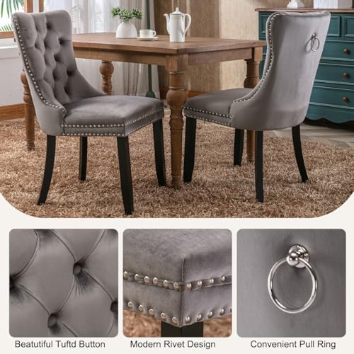 Maotifeys Modern 7-Piece Oval Extendable Dining Table Set for 6,Wood Expandable Kitchen Table Set with 6 Tufted Chairs,43"-59" Round Extendable Dining Room Tables with Pedestal Base Maotifeys