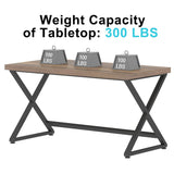 IBF Rustic Computer Desk, Modern Metal Home Office Desk, Farmhouse Work Study Writing Desk in Bedroom, Minimalist Wood Laptop Executive Workstation Computer PC Gaming Table, Rustic Oak, 55 in IBF