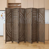 66.9Inch Folding Room Divider, 3 Panels Wood Carved Privacy Screens, Free Assembled Freestanding Partition for Home Office Restaurant Bedroom (Natural) Svimi