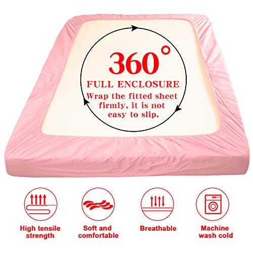 NTBAY Twin Fitted Sheet Only - Brushed Microfiber Deep Pocket Fitted Sheet - Soft, Wrinkle-Free, Fade-Resistant, Stain-Resistant, Hotel Quality Fitted Bed Sheet, Pink NTBAY