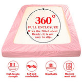 NTBAY Twin Fitted Sheet Only - Brushed Microfiber Deep Pocket Fitted Sheet - Soft, Wrinkle-Free, Fade-Resistant, Stain-Resistant, Hotel Quality Fitted Bed Sheet, Pink NTBAY