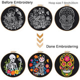 Louise Maelys 3 Sets Halloween Embroidery Kits for Beginners,Cross Stitch Kit for Adults,DIY Starters Needlepoint with Skull Flowers Pattern,Including Instruction