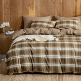 Wake In Cloud - Plaid Comforter Set, Scottish Tartan Check Geometric Modern Pattern Printed, Soft Lightweight Bedding, 3 Pieces, Brown, Full Size Wake In Cloud