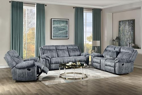 Acme Furniture Zubaida 41" x 87" Modern Velvet Reclining Sofa with USB Dock, 1 Storage Drawer, Tight Back & Seat Cushion, in 2-Tone Gray Finish Acme