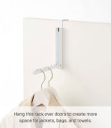 Yamazaki Home 7161 Over The Door Alloy Steel Hooks - Folding Hanging Coat Rack YAMAZAKI