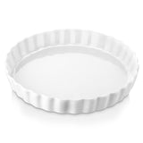 LOVECASA Porcelain Quiche Baking Dish,10 Inch Reusable Pie Pan Quiche Pan, Non-Stick Round Pie Dish, Tart Pan with Ruffled Edge,Pie Pan for Pies | Microwave,Dishwasher,and Oven Safe (White) LOVECASA