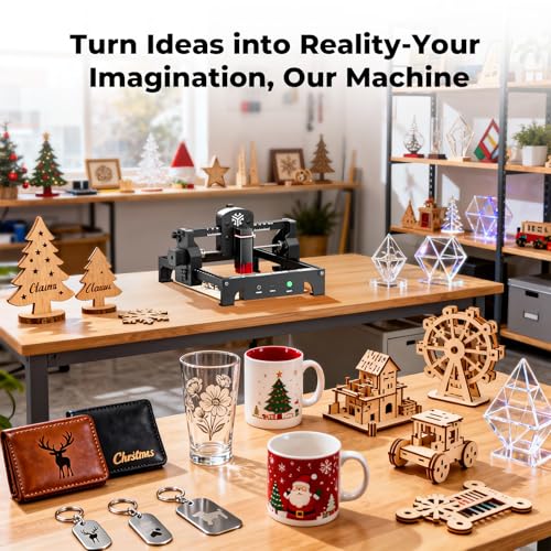 ACMER S1 Laser Engraver 3500mW, Compact Desktop Engraving & Cutting Machine for DIY Crafts, Small Business & Makers, 130×130mm Work Area, 0.04mm Detail Engraving for Wood, Acrylic ACMER