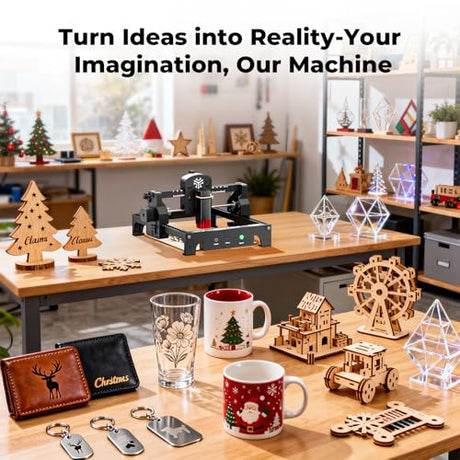 ACMER S1 Laser Engraver 3500mW, Compact Desktop Engraving & Cutting Machine for DIY Crafts, Small Business & Makers, 130×130mm Work Area, 0.04mm Detail Engraving for Wood, Acrylic ACMER