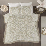Madison Park Laetitia Lightweight 100% Cotton Quilt Set, Breathable Chenille Tufted, Shabby Chic Boho Medallion Design, Sham, Floral Taupe w/ Tassels, Full/Queen-2 Piece Madison Park
