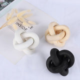 Prettyui Wood Knot Decor, Small 3-Link Wood Chain Link Coffee Table Decor, Hand Carved Modern Boho Decorative Wood Knot for Farmhouse Living Room Shelf (White) Prettyui