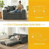 Boneless Loveseat Sleeper Sofa Bed: 3-in-1 Convertible Sofa Bed with Side Pockets & Handle,Pull Out Couch with 2 Pillows,Folding Futon for Small Space,Living Room & Bedroom,Corduroy Fabric,No Assembly Winzoo