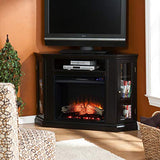 SEI Furniture Claremont Corner Convertible New Electric Fireplace with Storage, Black SEI Furniture