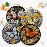 LB 4 Pack Colorful Butterfly Embroidery Kit for Beginners Nature Flower Beginner Embroidery Kit for Adults DIY Starter Kit with Embroidery Hoop Colorful Threads Tools Step by Step Instructions