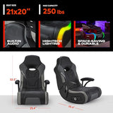 X Rocker G-Force RGB LED Video Gaming Floor Chair with Armrests, Built-In Audio via Wireless Bluetooth, Foldable, Vegan Leather, 250 lbs Max, Black X Rocker