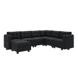 HONBAY Modular Sectional Sofa Oversized U Shaped Couch with Storage Seat Velvet 7-Seat Modular Sofa with Reversible Chaises,Velvet Black HONBAY