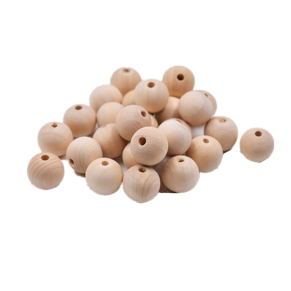 Round Wood Beads,22mm Natural Wood Beads Round Ball Wooden Loose Beads Unfinished Wood Spacer Beads for Craft-Making for DIY Art Supplies Bracelet Hand-Made 100 Pack Hewnda