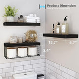QEEIG Black Bathroom Shelves Over Toilet Wall Mounted Floating Shelves Farmhouse Shelf Toilet Paper Holder Small 16 inch Set of 3 (019-B3) QEEIG