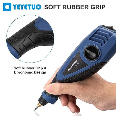 25W Engraving Pen, 6 Speed Power Engraving Tool, Handheld Engraver Pen with Tungsten Carbide Steel Bits for Wood Metal Glass Professional Etching Tool YEYETUO