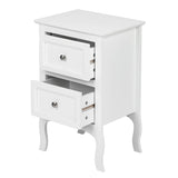 Bonnlo White Nightstand Set of 2, Nightstands with 2 Drawers, Bed Side Table/Night Stand, Small Nightstand for Bedroom, Small Spaces, College Dorm, Kids’ Room, Living Room, Wood, 16W x 12D x 24H Bonnlo