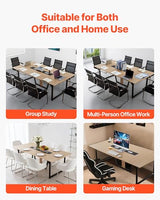 VEVOR Conference Table, 8 ft Office Meeting Table for 10 Person, Modern Rectangle Seminar Desk with Metal Legs, Large Meeting Desk Ideal for Office, Boardroom, Conference Room, Easy Assembly, Brown VEVOR