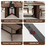 chartustriable 7PCS Dining Table Set for 4 5 6 People, 71" Large Long Wooden Kitchen Table with 6 Chairs (Brown, 71IN Table+6 PCS Chairs) chartustriable