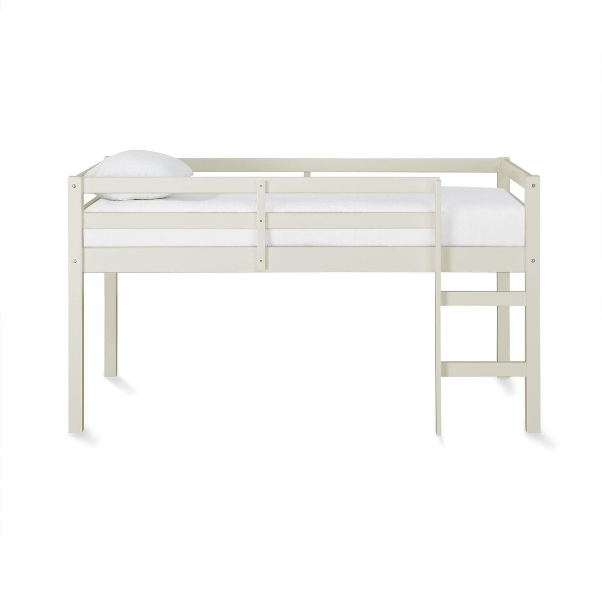 DHP Milton Twin Loft Bed, White, Traditional Small Space Junior Size, Horizontal Paneling, Sturdy Wood Construction DHP