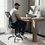 Flash Furniture Nicholas Mid-Back Swivel Desk Chair with Wheels, Mesh Back, Padded Seat, and Armrests, Adjustable Height Mesh Ergonomic Office Chair, Black Flash Furniture